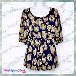 One Story 90s Sheer Overlay Abstract Romper Shorts USA Made Women’s M